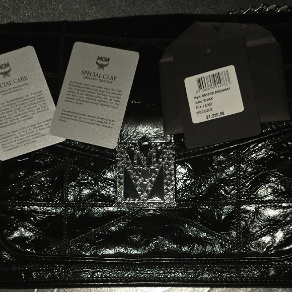 MCM Black Croc-Embossed Shoulder Bag - Picture 10 of 13